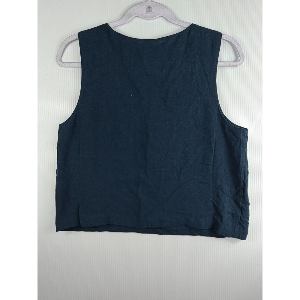 Z SUPPLY Charli Linen Top M Womens Navy Blue Square Neck Cropped Tank $68 - Picture 5 of 7
